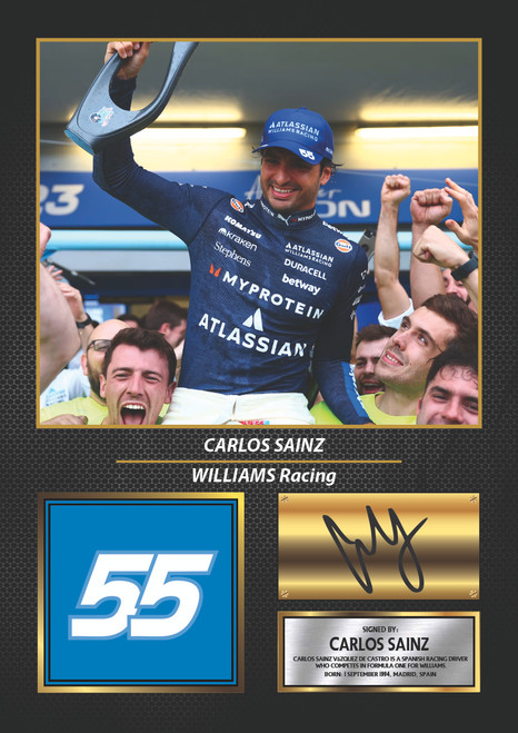 Carlos Sainz Printed Autograph Poster Print – Motorsport Wall Art – Printed Autograph Motorsport