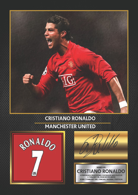 Cristiano Ronaldo Manchester United printed autograph poster print