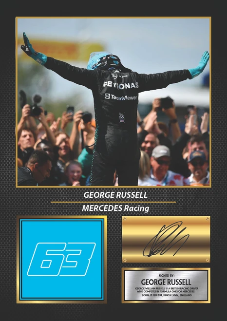 George Russell printed autograph poster print
