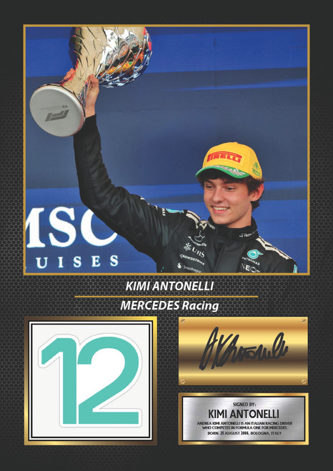Kimi Antonelli Racing Printed Autograph Poster Print - Motorsport Wall Art