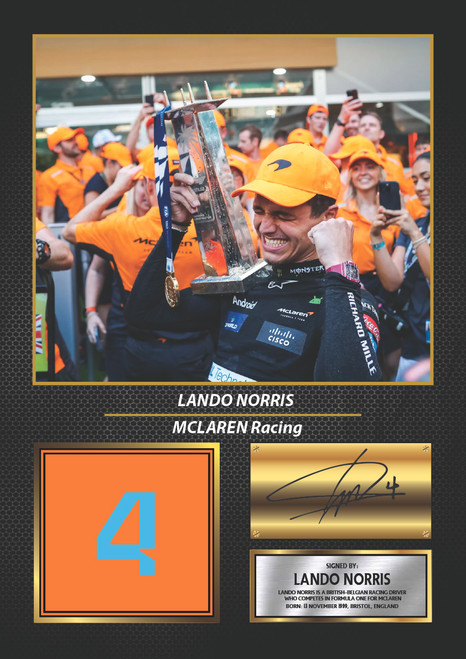 Lando Norris Racing Printed Autograph Poster Print - Motorsport Wall Art