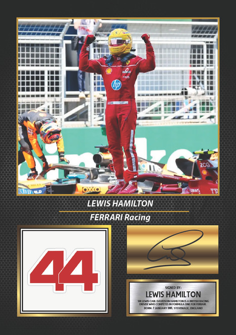 Lewis Hamilton Racing printed autograph poster print