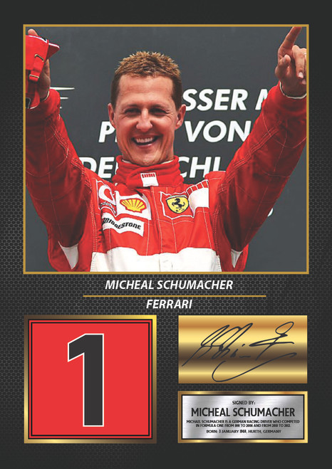 Michael Schumacher Printed Autograph Poster Print - Motorsport Wall Art