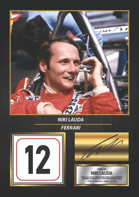 Niki Lauda printed autograph poster print