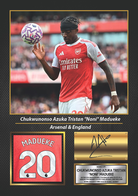 Noni Madueke Arsenal printed autograph poster print