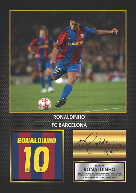 Ronaldinho Barcelona printed autograph poster print