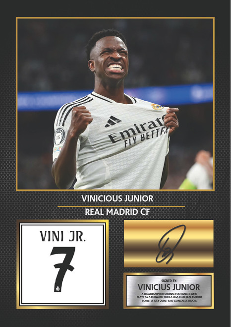 Vinicius Junior Real Madrid printed autograph poster print