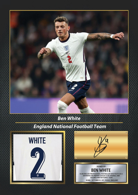 Ben White England Printed Autograph Poster Print - England National Football Team Wall Art