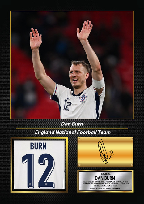 Dan Burn England printed autograph poster print