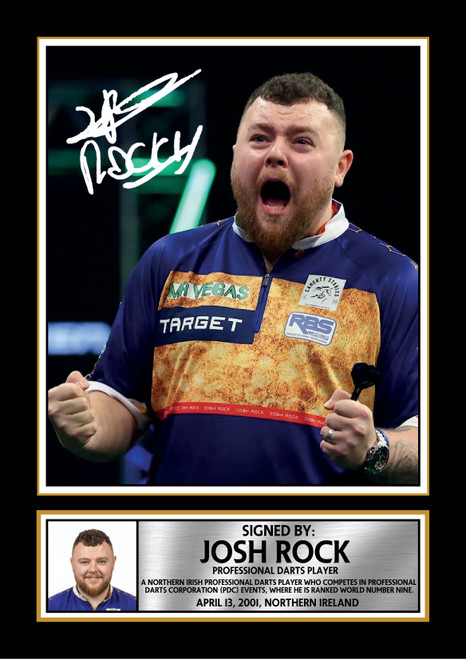 Josh Rock Darts Poster Print - Professional Northern Irish Darts Player Signature Style Wall Art