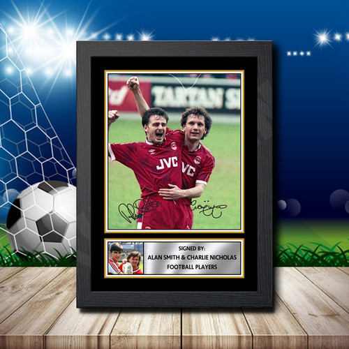 Alan Smith Charlie Nicholas printed autograph poster print