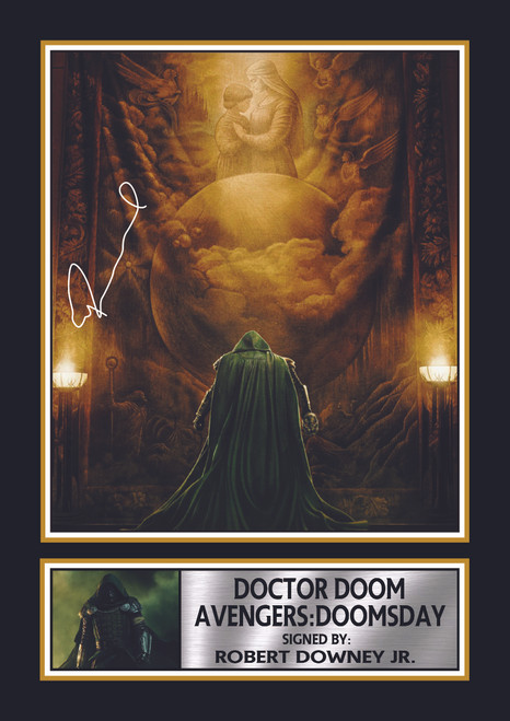 Doctor Doom Avengers: Doomsday Inspired Printed Autograph Poster Print – Robert Downey Jr Doom Wall Art – Marvel Villain Collectible Movie Poster