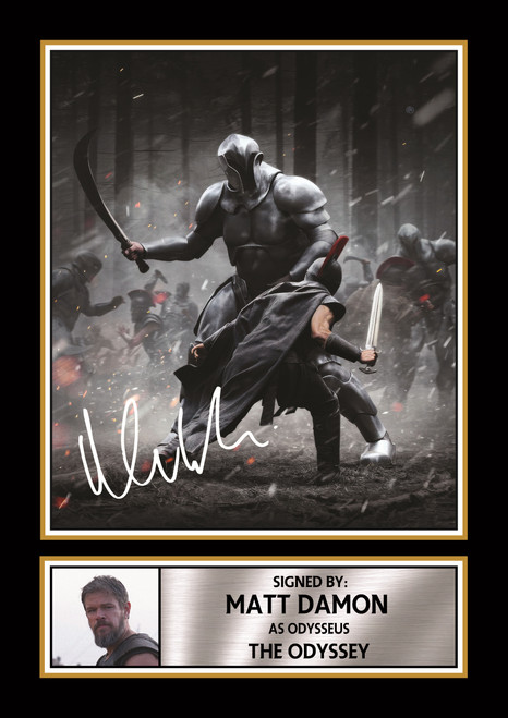 Matt Damon The Odyssey Inspired Printed Autograph Poster Print – Odysseus Movie Wall Art – Epic Fantasy Film Collectible – Gift for Movie Fans
