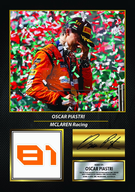 Oscar Piastri printed signature poster