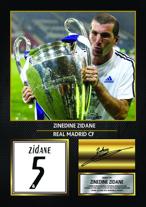 Zinedine Zidane printed signature poster