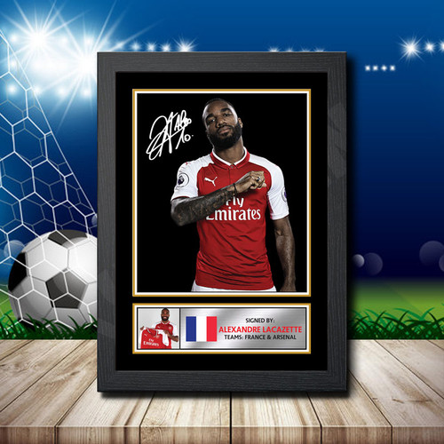 Alexandre Lacazette 2 Silver printed autograph poster print