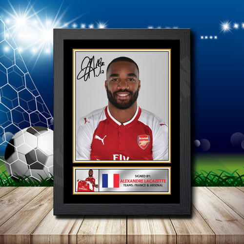 Alexandre Lacazette Silver printed autograph poster print