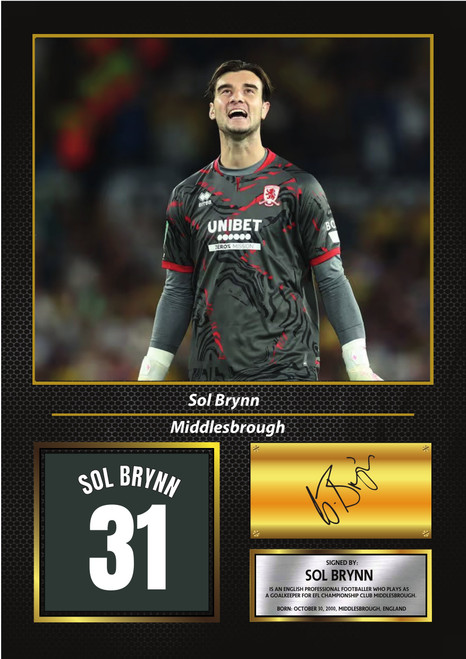 Sol Brynn Middlesbrough FC Poster Print