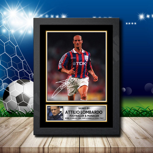Attilio Lombardo Action Shot Edition printed autograph poster print
