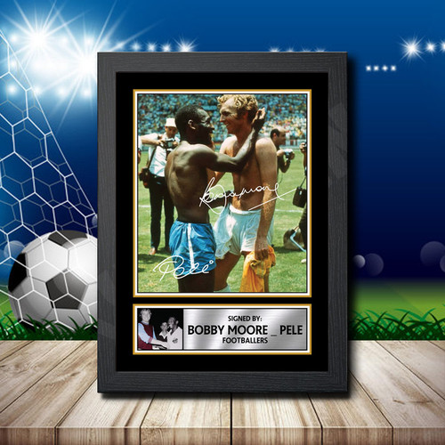Bobby Moore Pele printed autograph poster print