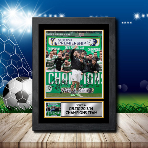 Celtic 2013 14 Champions Team printed autograph poster print - view 2