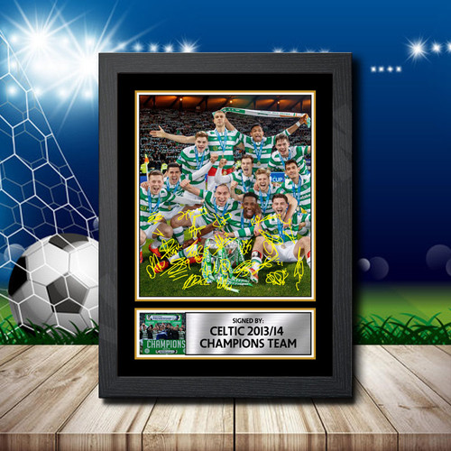 Celtic 2013 14 Champions Team printed autograph poster print - view 2
