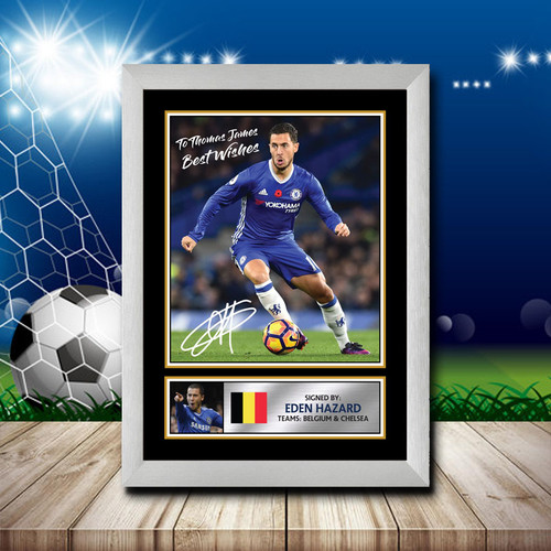 Eden Hazard Silver printed autograph poster print - view 2