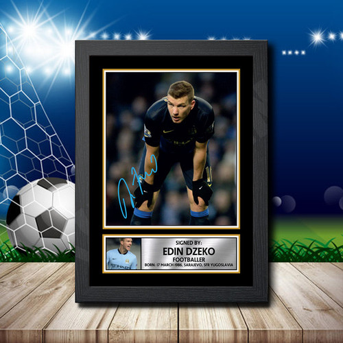 Edin Dzeko printed autograph poster print