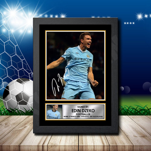 Edin Dzeko printed autograph poster print