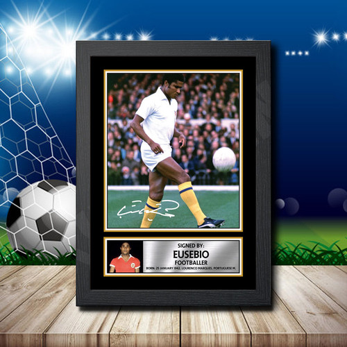Eusebio Benfica Portrait Edition printed autograph poster print