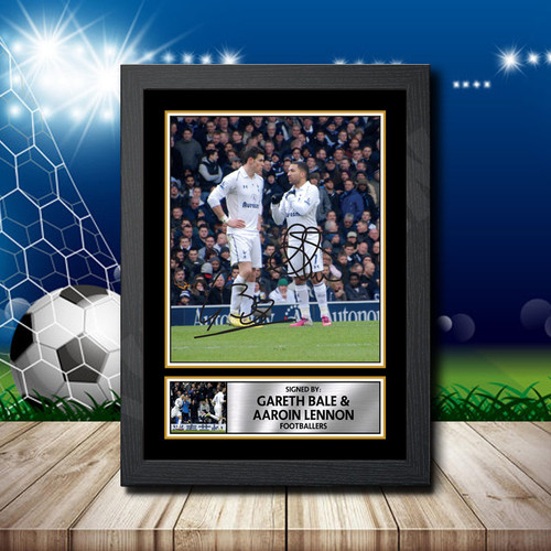 Gareth Bale Aaroin Lennon printed autograph poster print