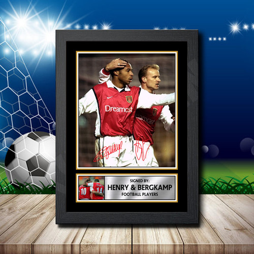 Henry + Bergkamp Action Shot Edition printed autograph poster print