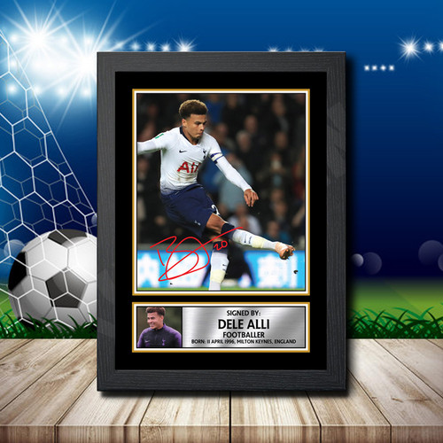 Dele Alli Printed Autograph Edition 5 Poster - Football Wall Art - Framed or Unframed - Made in the UK