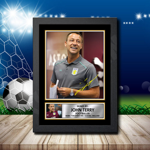 John Terry Printed Autograph Poster Print - Football Action Shot Edition Wall Art - High Quality UK Gift