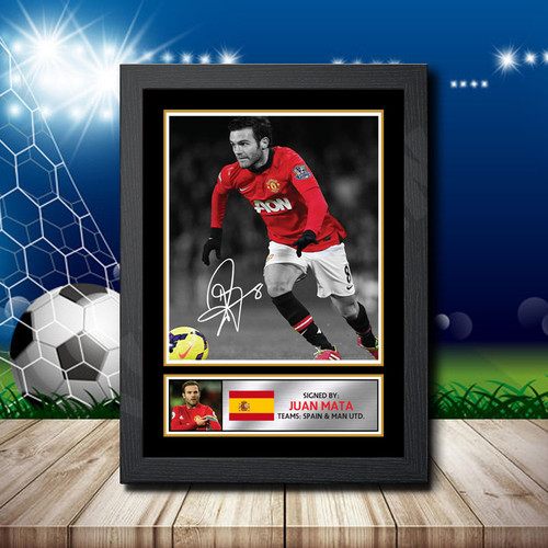 Juan Mata Silver Printed Autograph Poster Print - Football Collectors Piece - UK Manufactured Framed Wall Art