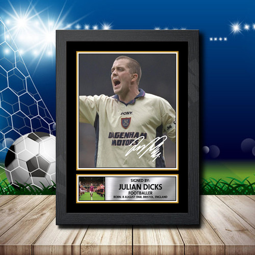 Julian Dicks Printed Autograph Poster Print - Football Portrait Edition - UK Made Wall Art with Framing Options