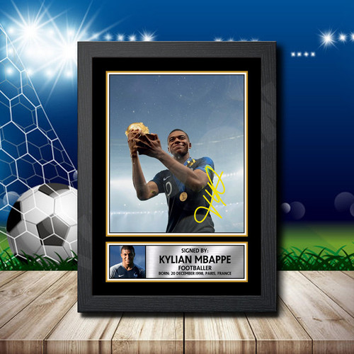 Kylian Mbappe printed autograph poster print