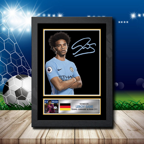 Leroy Sane Black printed autograph poster print