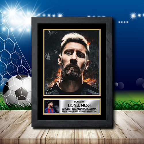 Lionel Messi Barcelona Edition 5 Printed Autograph Poster Print - Football Collectors Wall Art - UK Manufactured
