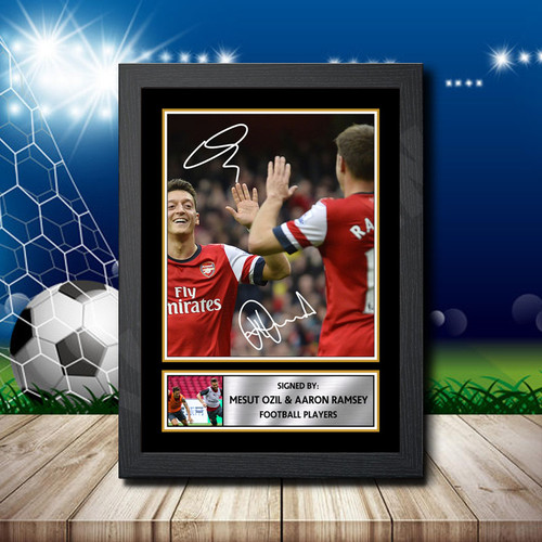 Mesut Ozil + Aaron Ramsey printed autograph poster print