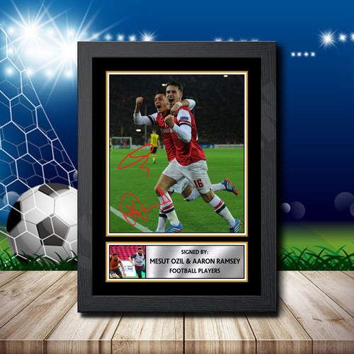 Mesut Ozil + Aaron Ramsey printed autograph poster print