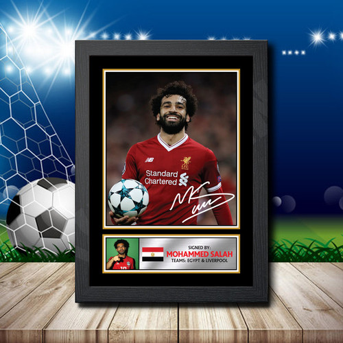 Mohamed Salah Silver printed autograph poster print