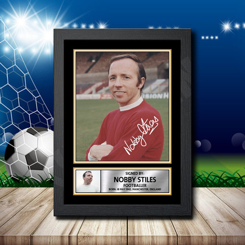 Nobby Stiles printed autograph poster print