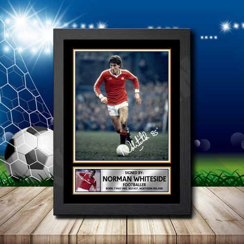 Norman Whiteside printed autograph poster print