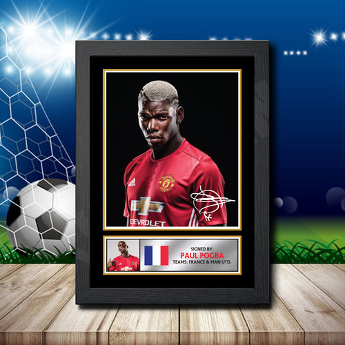 Paul Pogba Silver printed autograph poster print