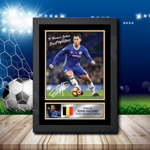 Personalised Eden Hazard Silver printed autograph poster print