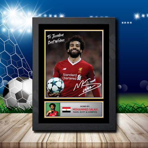 Personalised Mohamed Salah Silver printed autograph poster print
