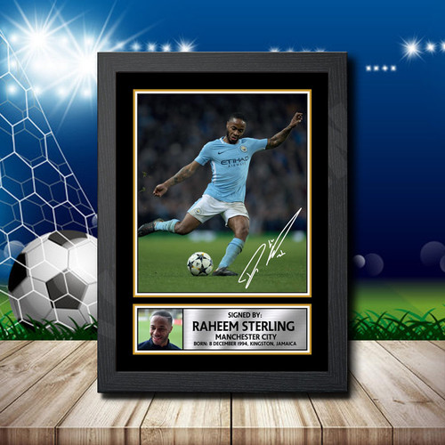Raheem Sterling printed autograph poster print