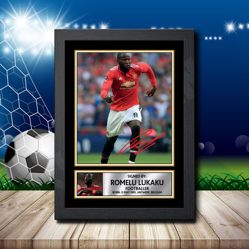 Romelu Lukaku printed autograph poster print