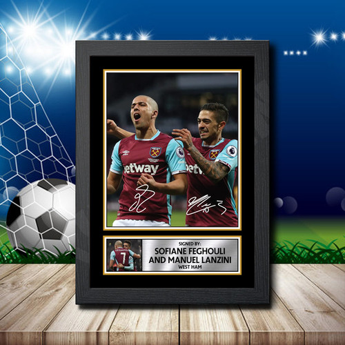 Sofiane Feghouli Manuel Lanzini printed autograph poster print